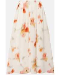 Vince - Floral Gathered Midi Skirt - Lyst