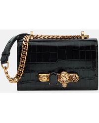 Alexander McQueen - Four-ring Croc-embossed Leather Cross-body Bag - Lyst