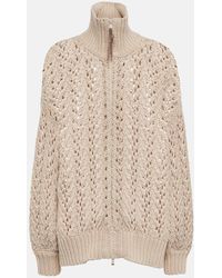 Brunello Cucinelli - Open-knit Wool-blend Cardigan - Lyst
