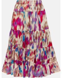 Isabel Marant - Elfa Printed Cotton Midi Skirt - Lyst
