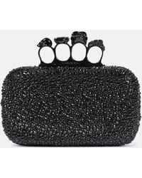 McQueen - Pochette à quatre bagues serties - Lyst