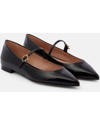 Gianvito Rossi - Ribbon Jane Patent Leather Mary Jane Flats - Lyst