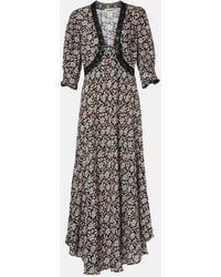RIXO London - Women's Amina Carnation Slate Crepe Midi Dress 14 - Lyst