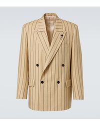 Lardini - Striped Double-Breasted Linen And Wool Blazer - Lyst