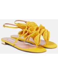 Aquazzura - Noches Tropicales Raffia Thong Sandals - Lyst