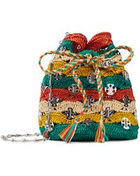 Paco Rabanne Embellished Raffia Bucket Bag - Multicolor