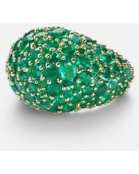 Octavia Elizabeth - Green Earth Dome 18kt Gold Ring With Emeralds - Lyst