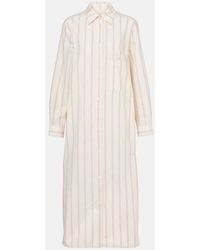 TOTEME - Striped Cotton And Silk Shirt Dress - Lyst
