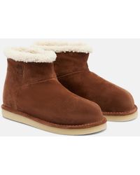 Miu Miu - Shearling-Lined Suede Ankle Boots - Lyst