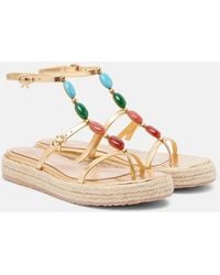 Gianvito Rossi - Shanti Leather Espadrille Sandals - Lyst