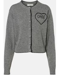 Chloé - Logo Wool And Cashmere Cardigan - Lyst