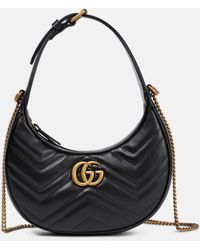 Gucci Minibolso con forma de media luna GG Marmont - Negro