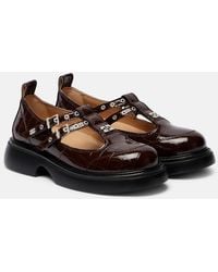 Ganni - Croc-Effect Mary Jane Flats - Lyst