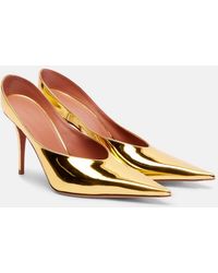 AMINA MUADDI - Mules Anok 90 En Cuir Metallise - Lyst