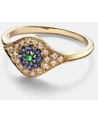 Ileana Makri - Cats Eye 18Kt Ring With Diamonds, Sapphires And Tsavorite - Lyst
