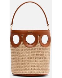 Ferragamo - Gancini Small Raffia Bucket Bag - Lyst