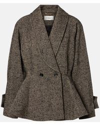 Chloé - Abrigo En Mezcla De Lana Espigado Con Peplum - Lyst