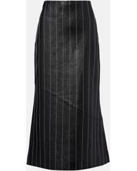 Victoria Beckham - Embroidered Leather Midi Skirt - Lyst