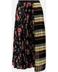 Sacai - Printed Plisse Midi Skirt - Lyst