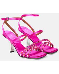 Marni - Verzierte Sandalen Aus Satin - Lyst