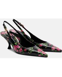 Dolce & Gabbana - Lollo 60 Floral Leather Slingback Pumps - Lyst