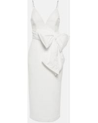 Rebecca Vallance - Bridal Genevieve Bow-trimmed Crepe Midi Dress - Lyst