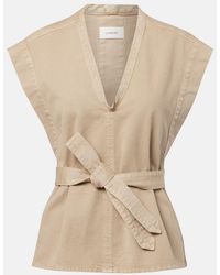 Lemaire - Belted Cotton Twill Denim Vest - Lyst