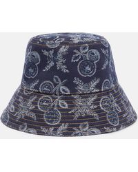 Etro - Printed Denim Bucket Hat - Lyst