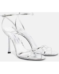 Jimmy Choo - Leo 100 Snake-Effect Leather Sandals - Lyst