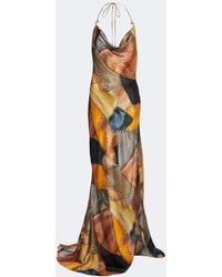 Roberto Cavalli - Draped Printed Silk Satin Maxi Dress - Lyst