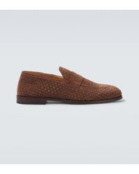 Brunello Cucinelli - Suede Loafer With Interwined Motif - Lyst