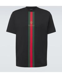Gucci - Web Stripe Cotton Jersey T-Shirt - Lyst