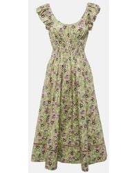 Tory Burch - Floral Cotton Midi Dress - Lyst