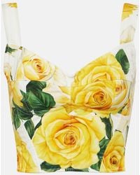 Dolce & Gabbana - Cotton Corset Top With Rose - Lyst