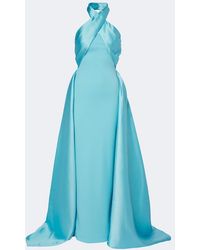 Solace London - Rumi Halterneck Satin-Trimmed Crepe Gown - Lyst