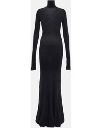 Balenciaga Turtleneck Cotton-blend Maxi Dress - Black