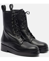 Aquazzura - Ben 20 Leather Combat Boots - Lyst