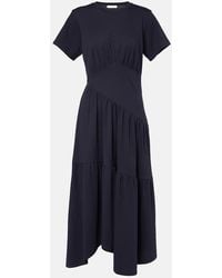 FRAME - Gathered Paneled Cotton Midi Dress - Lyst