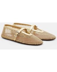 Alaïa - Leather-Trimmed Fishnet Ballet Flats - Lyst