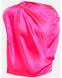 The Sei - One-shoulder Draped Silk Top - Lyst