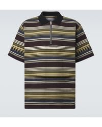 Sacai - Striped Cotton Half-Zip Polo Shirt - Lyst