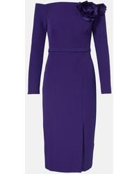 Safiyaa - Jay Floral-Applique Crepe Midi Dress - Lyst