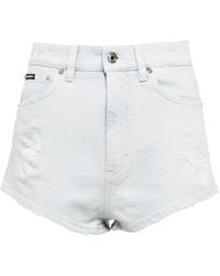 Dolce & Gabbana - Distressed High-rise Denim Shorts - Lyst