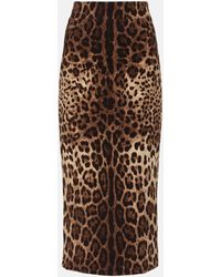 Dolce & Gabbana - Jupe crayon en laine a motif leopard - Lyst