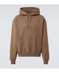 Saint Laurent - Logo Embroidered Cotton Fleece Hoodie - Lyst