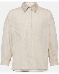 Brunello Cucinelli - Verziertes Hemd aus Leinen - Lyst