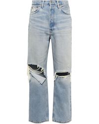 RE/DONE High-Rise Straight Jeans 90s Crop - Blau