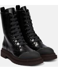 Brunello Cucinelli - Lace-up Leather Ankle Boots - Lyst