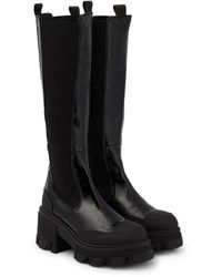 Ganni Knee-high Leather Chelsea Boots - Black
