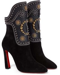Christian Louboutin Alix 100 Embellished Suede Ankle Boots - Black